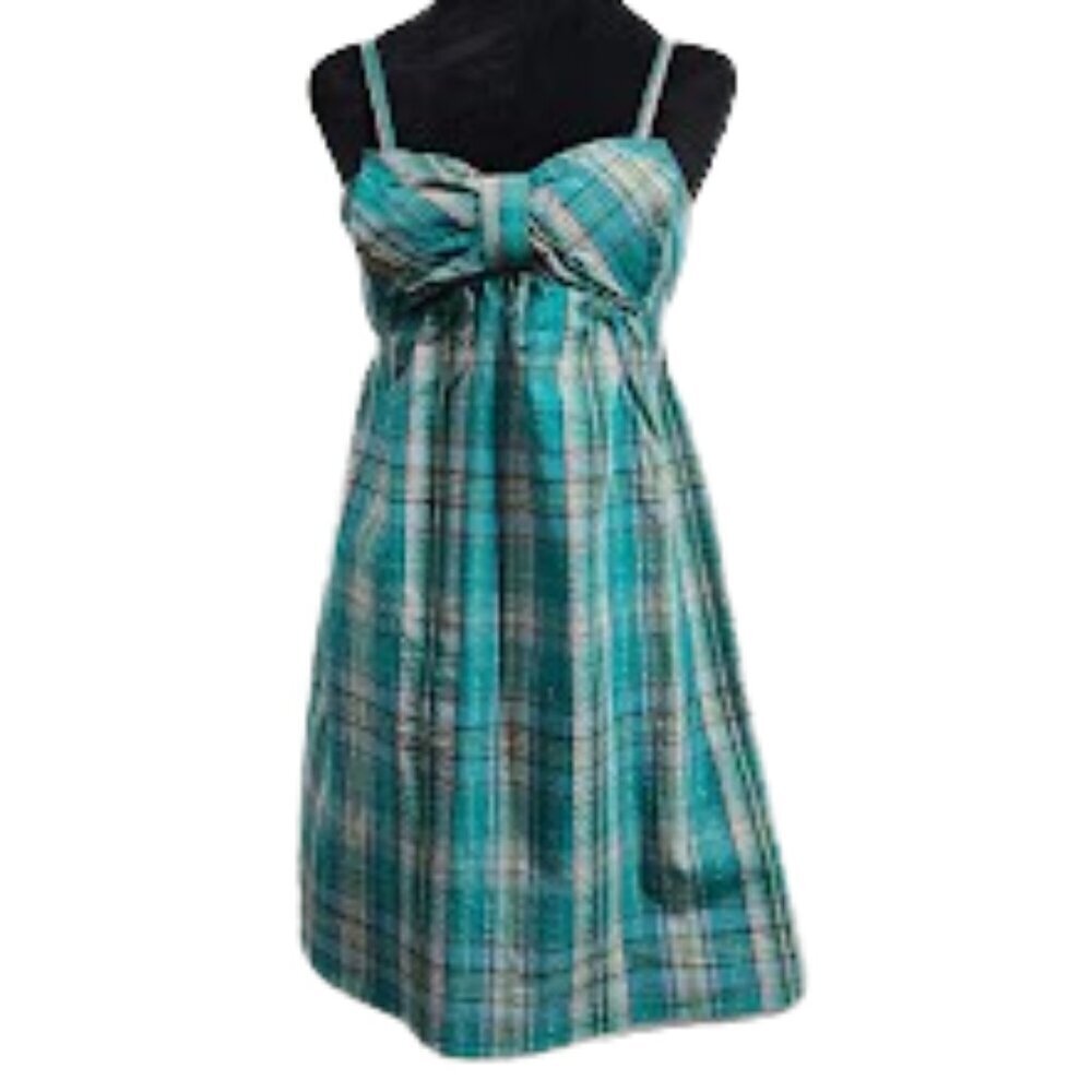 Xhilaration Strapless Bowfront Summer Dress Plaid Junior's Medium